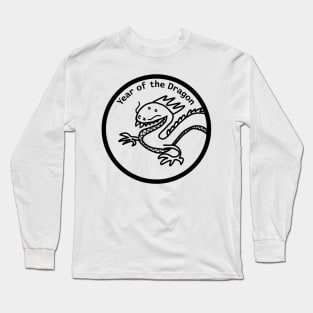 Year of the Dragon Portrait Black Line Long Sleeve T-Shirt